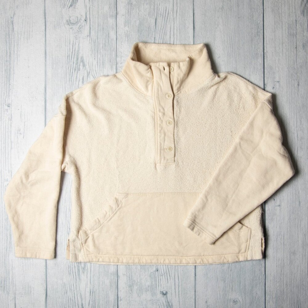 Women's Cream Snap-Front Pullover Fleece Top